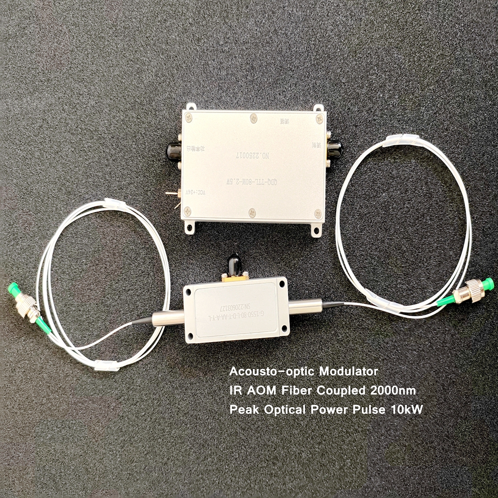Acousto-optic Modulator IR AOM Fiber Coupled 2000nm Peak Optical Power Pulse 10kW